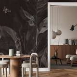 Bladeren behang Bold Black Foliage, zwart, afwasbaar Bladeren behang Bold Black Foliage, zwart, afwasbaar