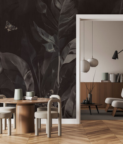 Blättertapete Bold Black Foliage, schwarz, waschbar Blättertapete Bold Black Foliage, schwarz, waschbar