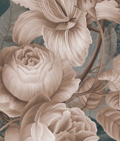 Bloemen behang Lush Flower Delight, afwasbaar Bloemen behang Lush Flower Delight, afwasbaar