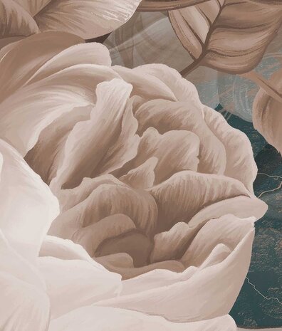 Bloemen behang Lush Flower Delight, afwasbaar Bloemen behang Lush Flower Delight, afwasbaar