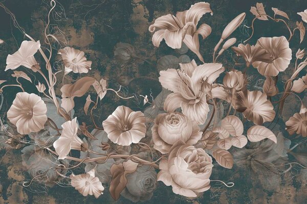 Floral wallpaper Lush Flower Delight, washable Floral wallpaper Lush Flower Delight, washable