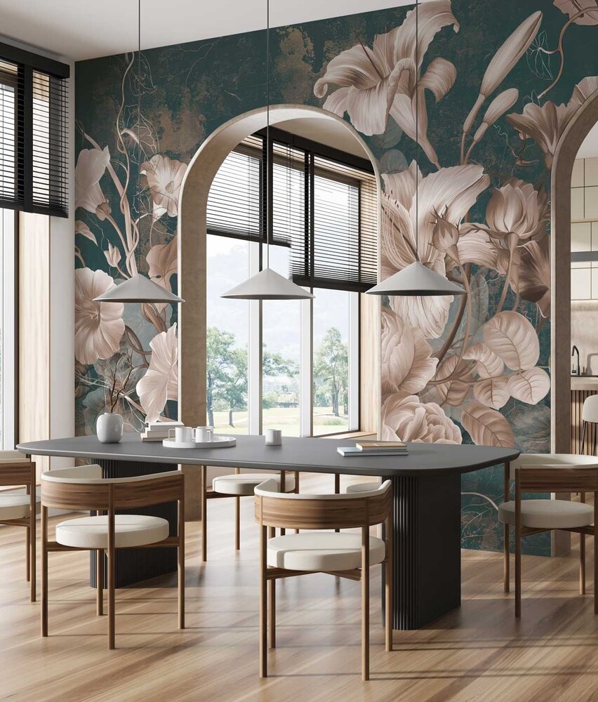 Floral wallpaper Lush Flower Delight, washable Floral wallpaper Lush Flower Delight, washable