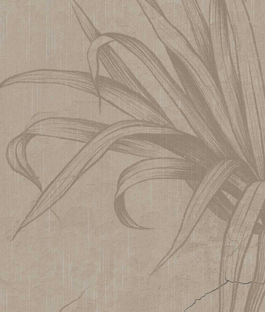 Japandi behang Zen Leaf Impressions, zand, afwasbaar