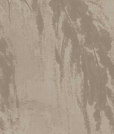 Japandi behang Zen Leaf Impressions, zand, afwasbaar
