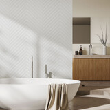 Geometrische Tapete Modern Tile Elegance, weiß, waschbar Geometrische Tapete Modern Tile Elegance, weiß, waschbar