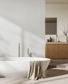 Geometrisch behang Modern Tile Elegance, wit, afwasbaar Geometrisch behang Modern Tile Elegance, wit, afwasbaar