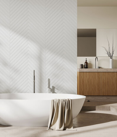 Geometric wallpaper Modern Tile Elegance, white, washable Geometric wallpaper Modern Tile Elegance, white, washable