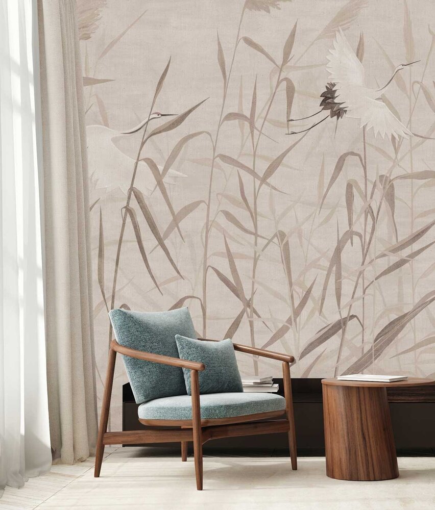 Behang Serene Japandi Elegance, beige, afwasbaar