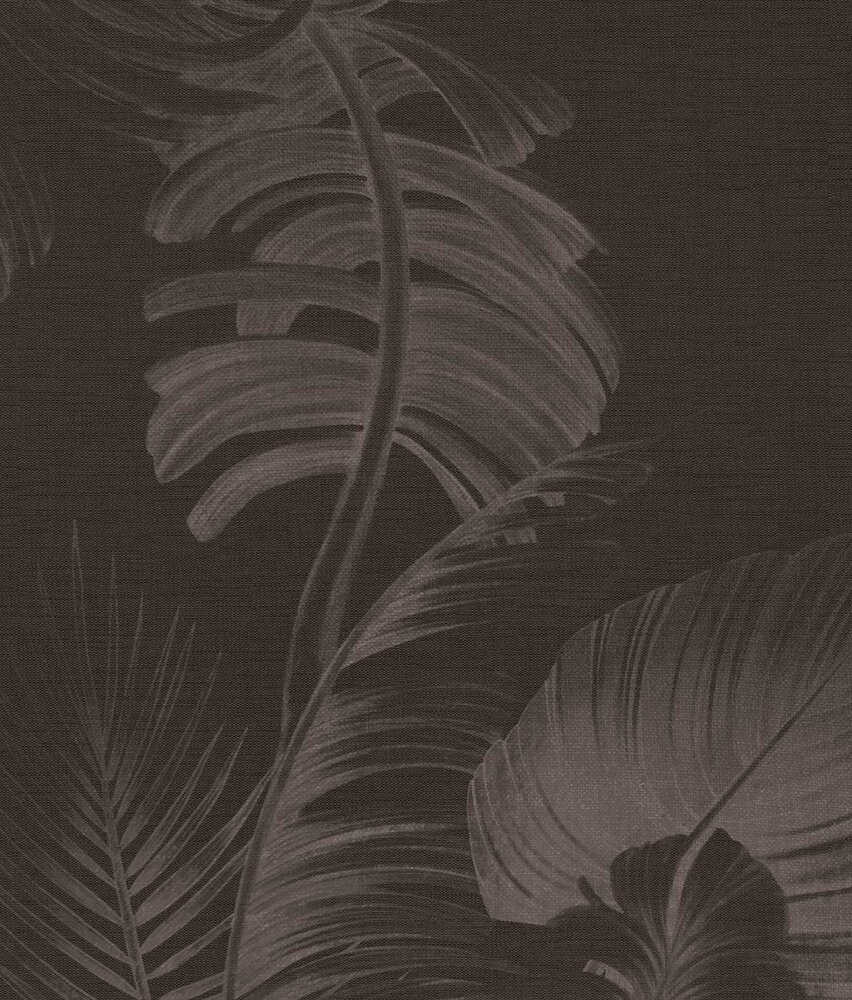 Abstract wallpaper Lush Leaf Symphony, brown, washable