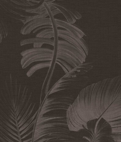 Abstract wallpaper Lush Leaf Symphony, brown, washable