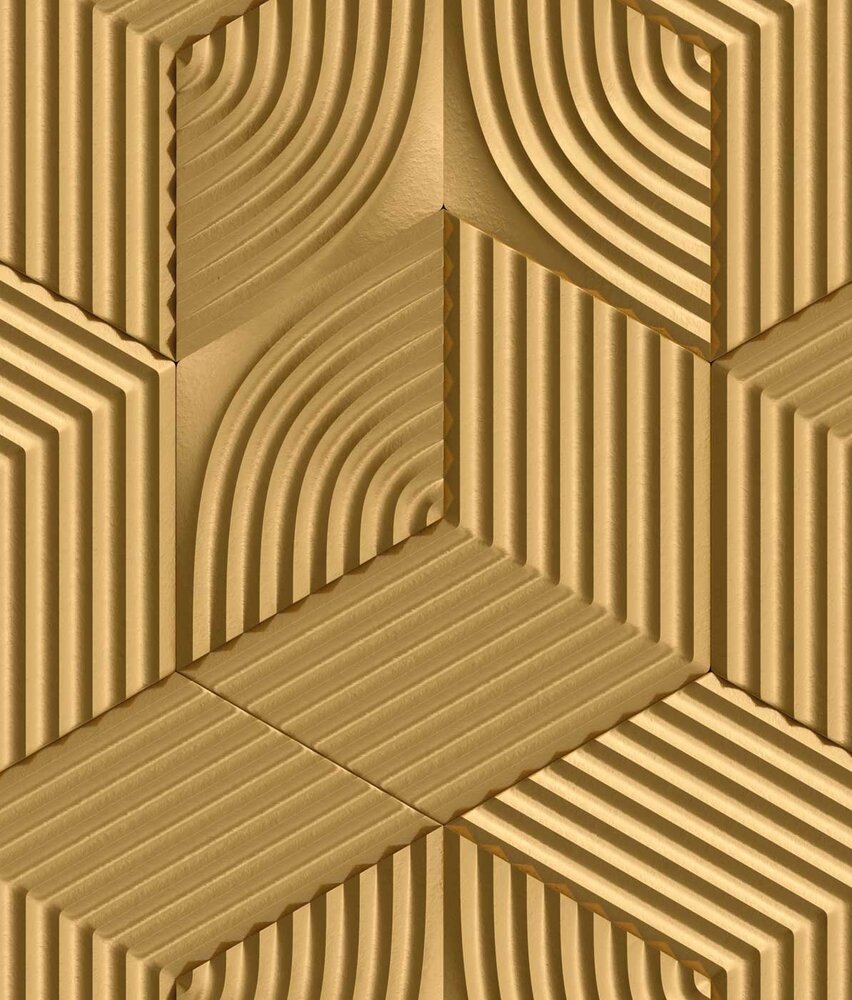 Geometrisch behang Gilded Geometric Elegance, goud, afwasbaar Geometrisch behang Gilded Geometric Elegance, goud, afwasbaar