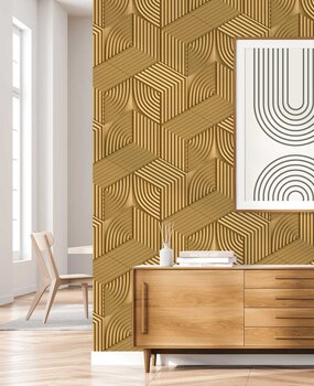 Geometrische Tapete Gilded Geometric Elegance, gold, waschbar Geometrische Tapete Gilded Geometric Elegance, gold, waschbar