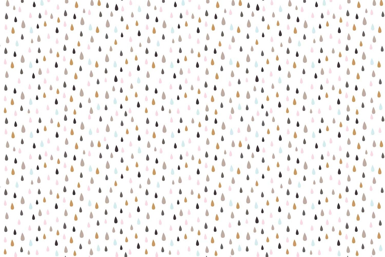 Kinderbehang Droplet Delight, wit, afwasbaar
