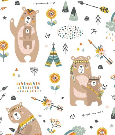 Kinderbehang dieren Adorable Bear Bliss, afwasbaar