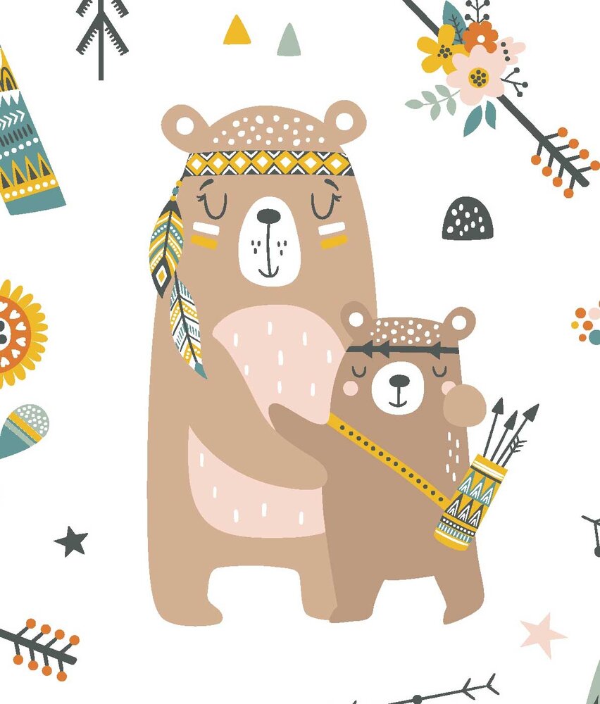 Kinderbehang dieren Adorable Bear Bliss, afwasbaar