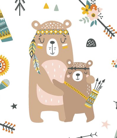 Kinderbehang dieren Adorable Bear Bliss, afwasbaar