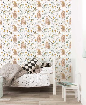 Children's wallpaper animals Adorable Bear Bliss, washable Children's wallpaper animals Adorable Bear Bliss, washable