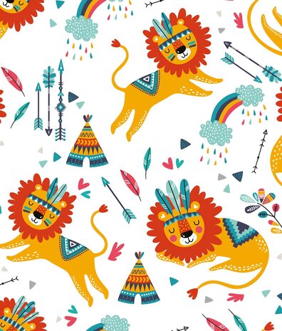 Kinderbehang dieren Lion Cub Haven, afwasbaar Kinderbehang dieren Lion Cub Haven, afwasbaar