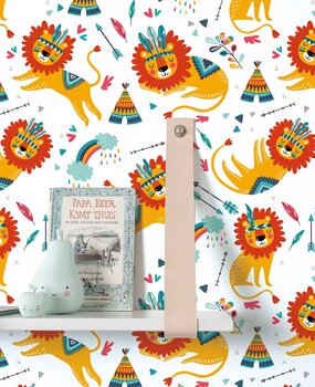 Kinderbehang dieren Lion Cub Haven, afwasbaar Kinderbehang dieren Lion Cub Haven, afwasbaar