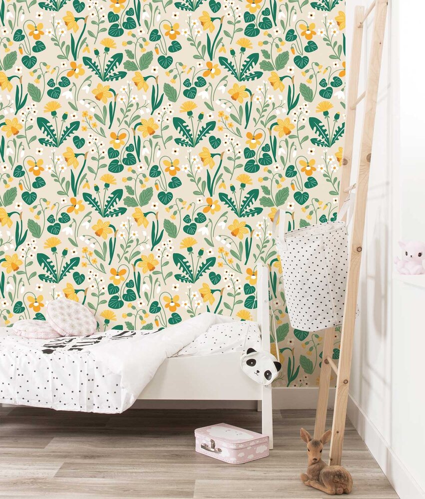 Children's wallpaper Meadow Blossoms, washable