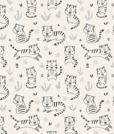 Kinderbehang Cute Tiger Cub, beige, afwasbaar Kinderbehang Cute Tiger Cub, beige, afwasbaar