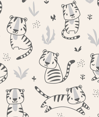 Kinderbehang Cute Tiger Cub, beige, afwasbaar Kinderbehang Cute Tiger Cub, beige, afwasbaar