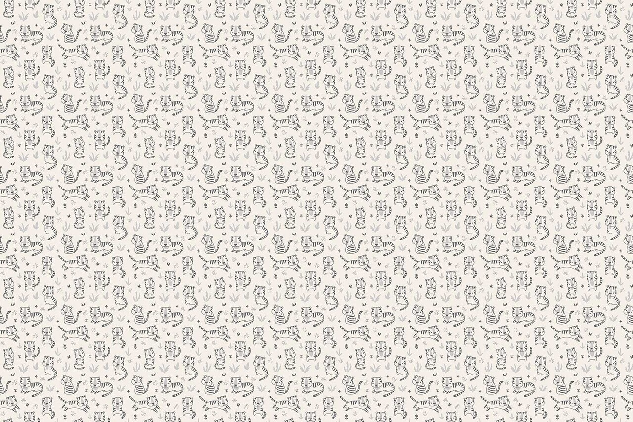 Kindertapete Süßes Tigerjunges, beige, waschbar Kindertapete Süßes Tigerjunges, beige, waschbar