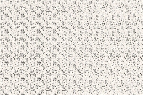 Kinderbehang Cute Tiger Cub, beige, afwasbaar Kinderbehang Cute Tiger Cub, beige, afwasbaar