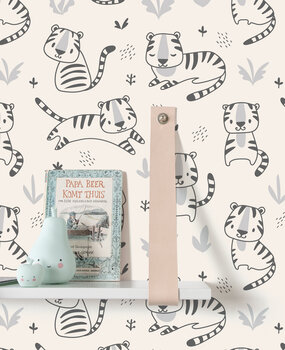 Kindertapete Süßes Tigerjunges, beige, waschbar Kindertapete Süßes Tigerjunges, beige, waschbar