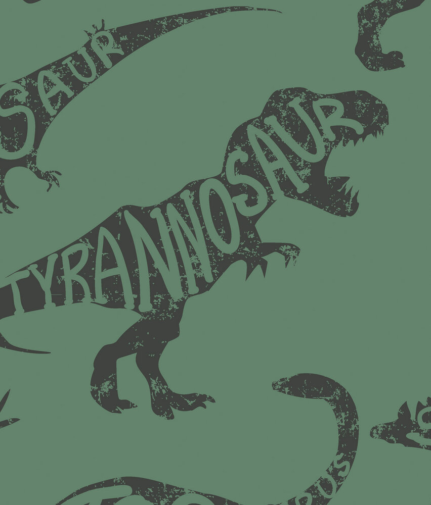 Kinderbehang Jurassic Jungle, groen, afwasbaar Kinderbehang Jurassic Jungle, groen, afwasbaar