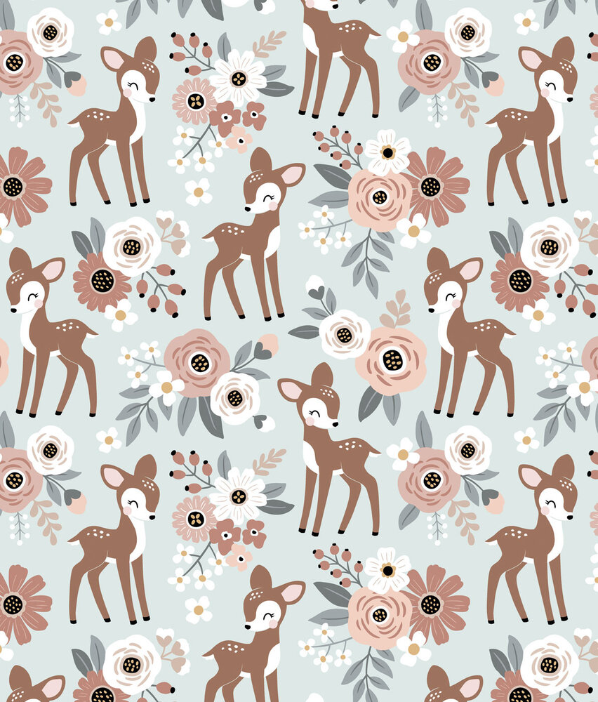 Kindertapete Retro Deer Delight, pastell, waschbar Kindertapete Retro Deer Delight, pastell, waschbar