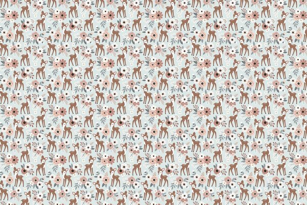 Kindertapete Retro Deer Delight, pastell, waschbar Kindertapete Retro Deer Delight, pastell, waschbar