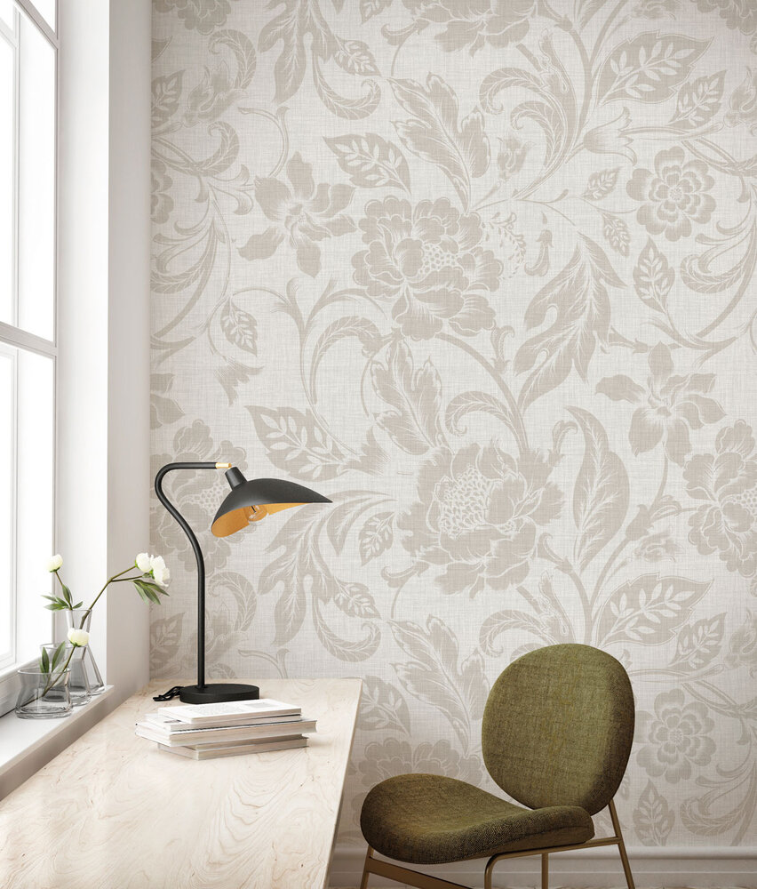 Blumentapete Classical Flowers, beige, waschbar Blumentapete Classical Flowers, beige, waschbar