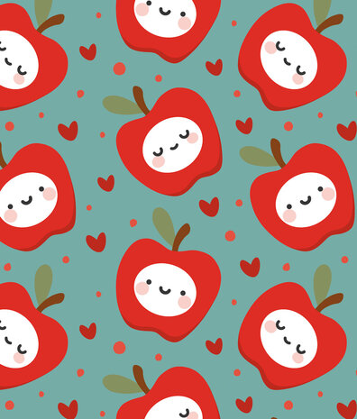 Kindertapete Happy Apples, mehrfarbig, waschbar Kindertapete Happy Apples, mehrfarbig, waschbar