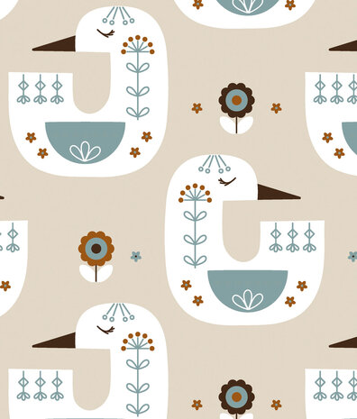 Children's wallpaper Nordic Birds, beige, washable Children's wallpaper Nordic Birds, beige, washable