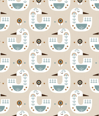 Children's wallpaper Nordic Birds, beige, washable Children's wallpaper Nordic Birds, beige, washable