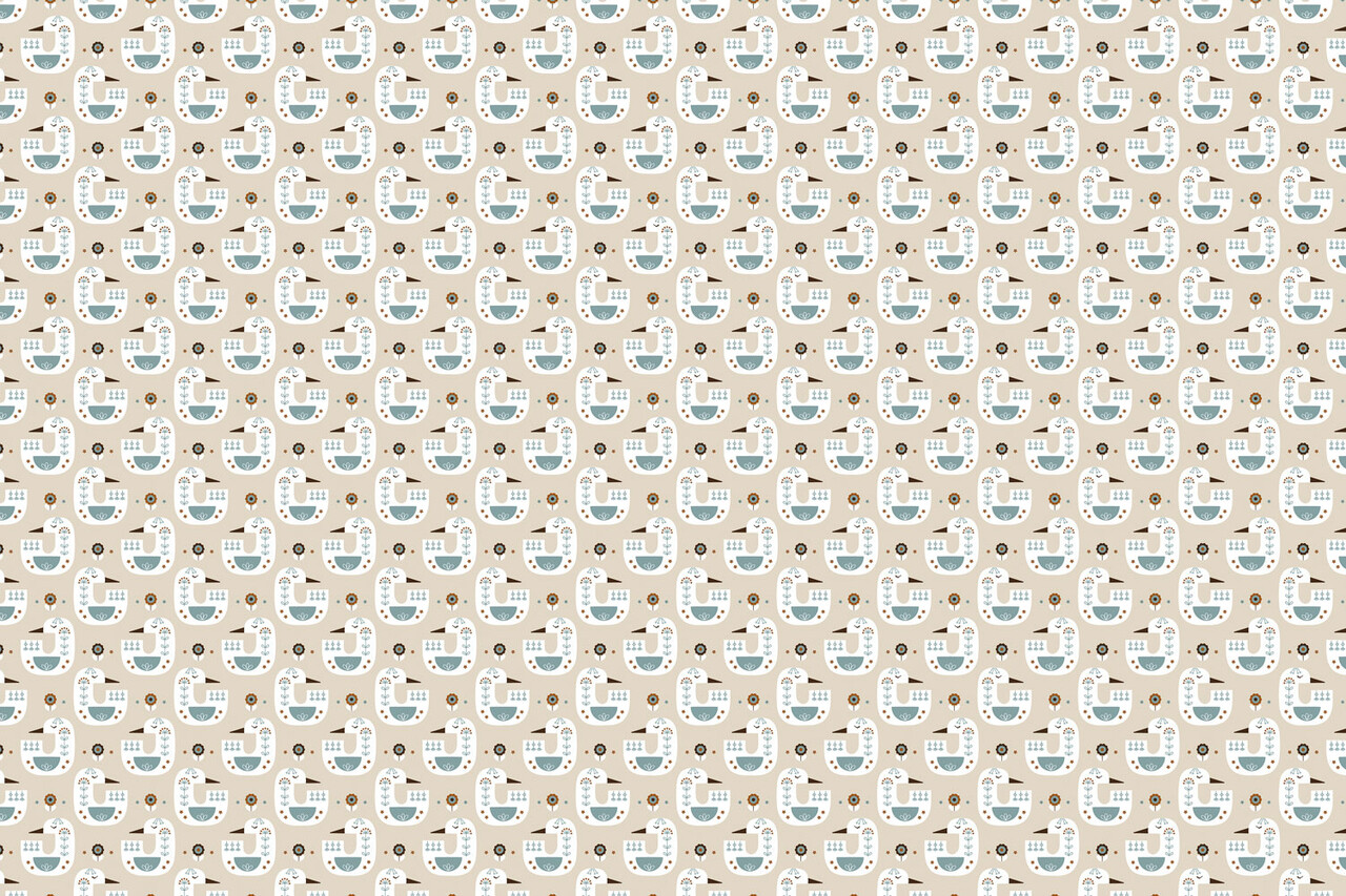 Children's wallpaper Nordic Birds, beige, washable Children's wallpaper Nordic Birds, beige, washable