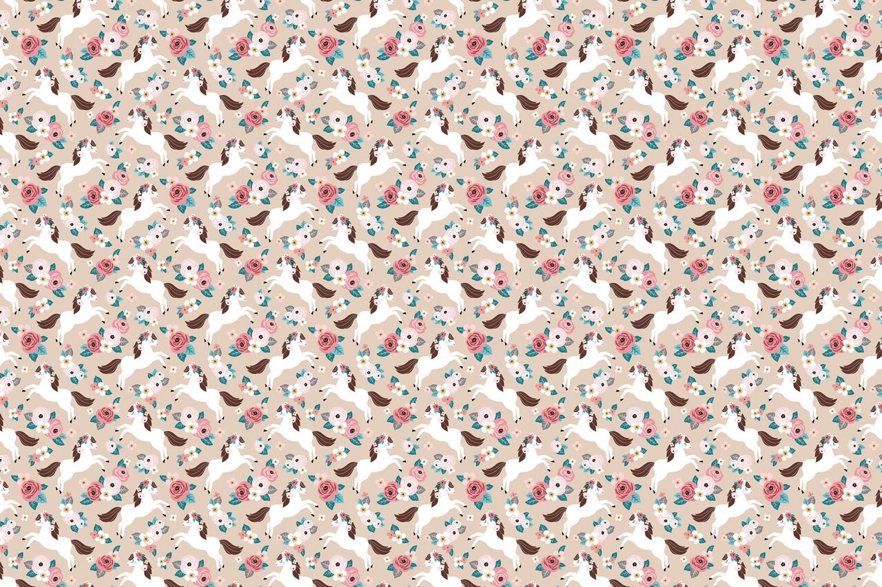 Kinderbehang Pony Paradise, beige, afwasbaar Kinderbehang Pony Paradise, beige, afwasbaar