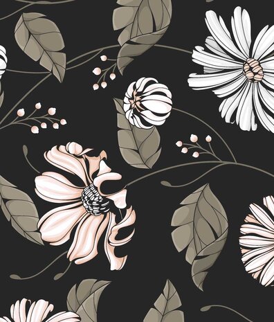 Blumentapete Graphic Flower Harmony, schwarz, waschbar Blumentapete Graphic Flower Harmony, schwarz, waschbar