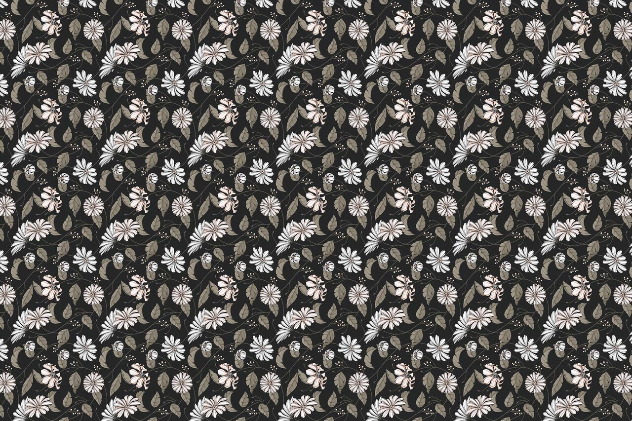 Blumentapete Graphic Flower Harmony, schwarz, waschbar Blumentapete Graphic Flower Harmony, schwarz, waschbar