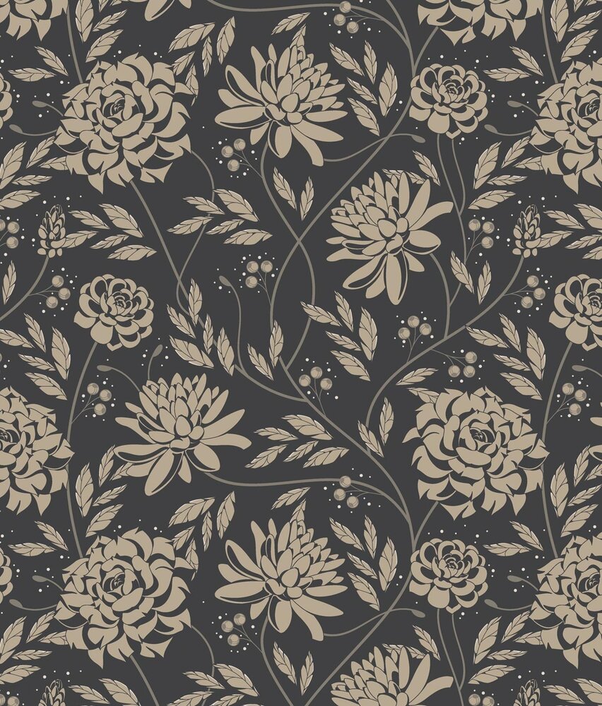 Floral wallpaper Floral Chique, brown, washable