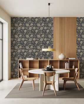 Bloemen behang Floral Chique, bruin, afwasbaar Bloemen behang Floral Chique, bruin, afwasbaar