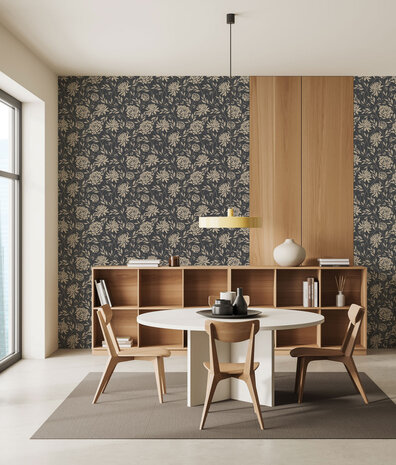 Floral wallpaper Floral Chique, brown, washable