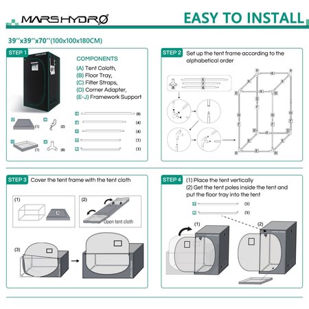 Mars Hydro Mars Hydro grow tent (100x100x180cm) Mars Hydro Mars Hydro grow tent (100x100x180cm)