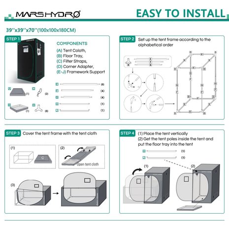 Mars Hydro Mars Hydro grow tent (100x100x180cm) Mars Hydro Mars Hydro grow tent (100x100x180cm)