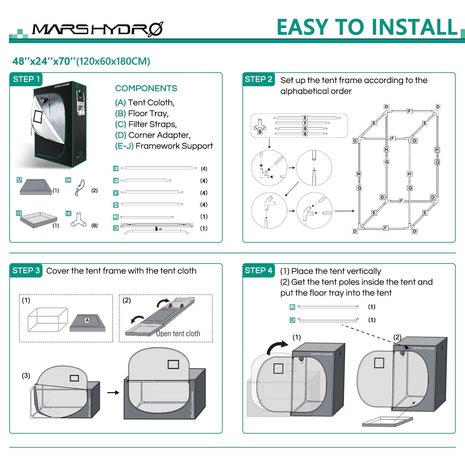 Mars Hydro Mars Hydro grow tent (120x60x180cm) Mars Hydro Mars Hydro grow tent (120x60x180cm)