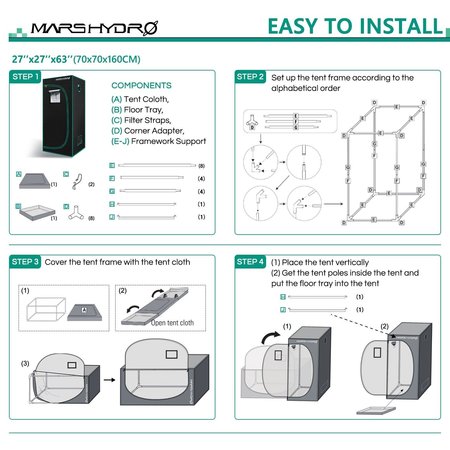 Mars Hydro Mars Hydro Kweektent (70x70x160cm) Mars Hydro Mars Hydro Kweektent (70x70x160cm)