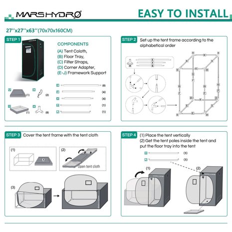 Mars Hydro Mars Hydro Kweektent (70x70x160cm) Mars Hydro Mars Hydro Kweektent (70x70x160cm)