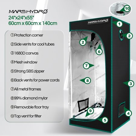 Mars Hydro grow tent 60x60x140cm - Mars Hydro Grow tents - Grow