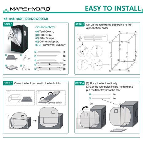 Mars Hydro Mars Hydro Kweektent (120x120x200cm) Mars Hydro Mars Hydro Kweektent (120x120x200cm)